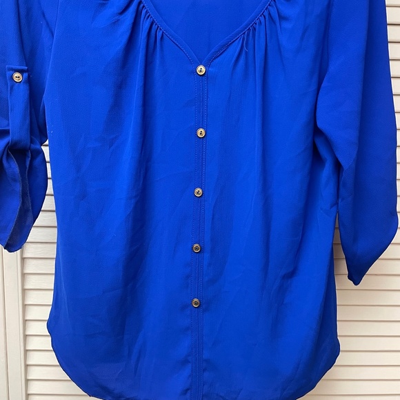 Windsor Royal Blue Button Blouse Size Large - Picture 2 of 6